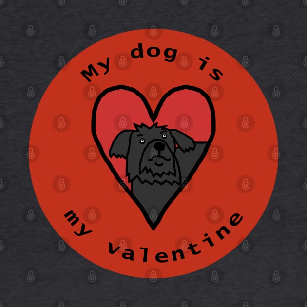 My Dog is My Valentine Round Puli Yorkie Cross by ellenhenryart